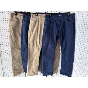 LOT/4 Women's Sz 12 Flannel Lined Khaki Pants Beige / Navy SMITHS AMERICAN